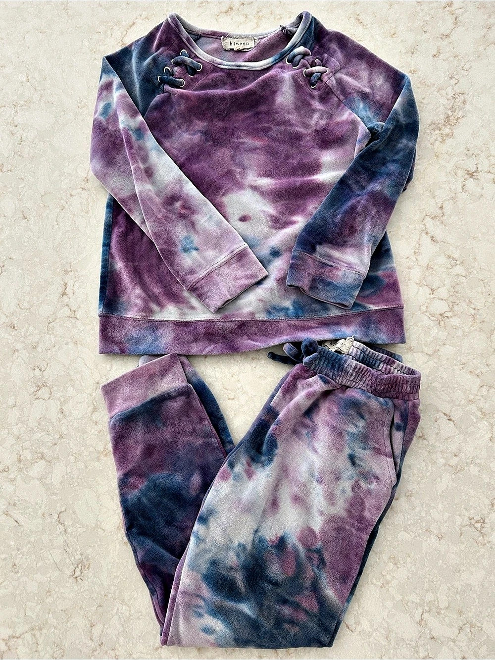 Girls Plum & Indigo Tie-Dye Matching Set
